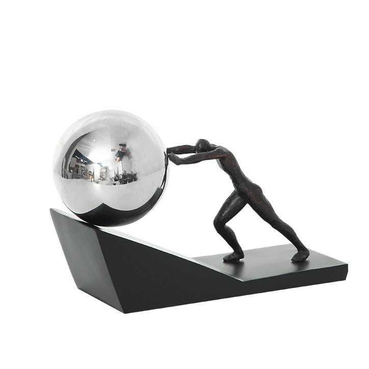 Black Push Man Sculpture